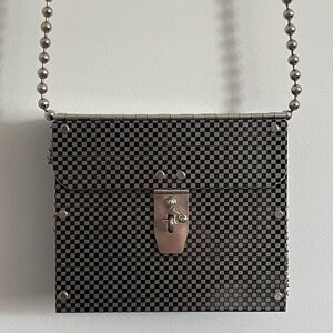 Wendy Stevens Metal & Leather Checkered Crossbody Bag